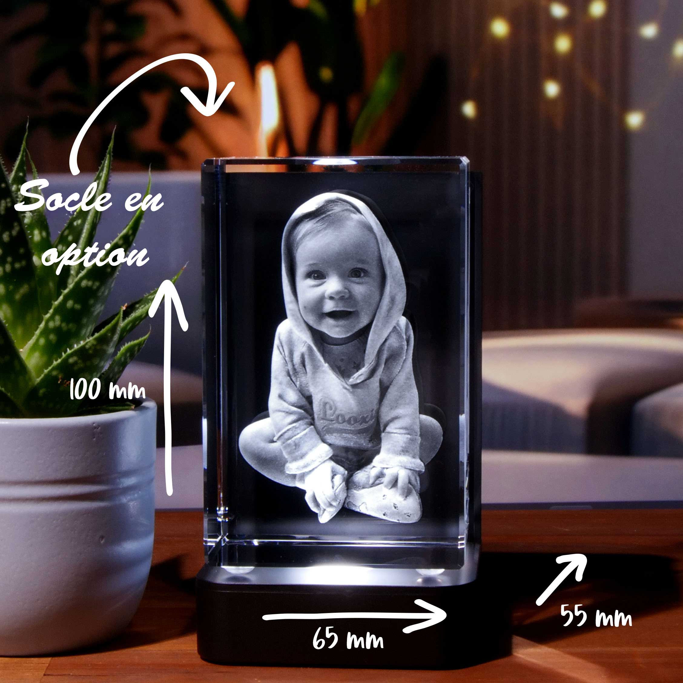 AURA PURE - M - bloc de verre Photo 3D (1-3 Personnes)