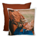 Coussin photo carré bicolore Marron (Fauve)