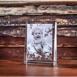 Prisme en verre Portrait Taille M Photo Laser 2D